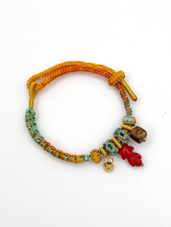 "Leaping Koi" Cinnabar & Agarwood Woven Bracelet | Koi Fish Charm