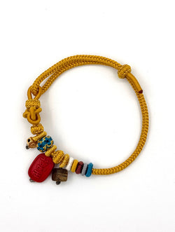 "Abundance Flow" Agarwood & Cinnabar Woven Bracelet | Gold Ingot