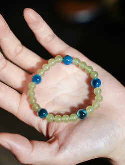 "Verdant Breeze" Prehnite & Blue Fluorite Zen Bracelet | The Wood Element