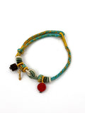"Zen Focus" Woven Bracelet | Agarwood & Cinnabar Success Charms | Gold-Plated Silver