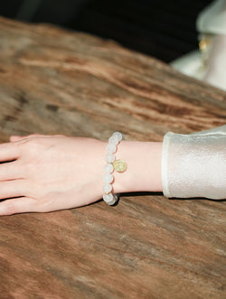 Zen White Azeztulite Bracelet - "Stone of Awakening" Metal Element for Clarity & Balance