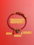 "Infinite Peace & Flow" Agarwood & Cinnabar Red Cord Bracelet | Gourd Charm