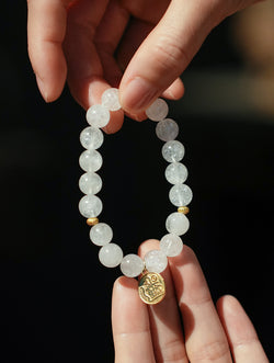 Zen White Azeztulite Bracelet - "Stone of Awakening" Metal Element for Clarity & Balance