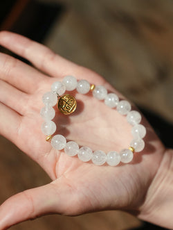 Zen White Azeztulite Bracelet - "Stone of Awakening" Metal Element for Clarity & Balance