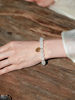 Zen White Azeztulite Bracelet - "Stone of Awakening" Metal Element for Clarity & Balance