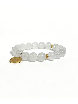 Zen White Azeztulite Bracelet - "Stone of Awakening" Metal Element for Clarity & Balance
