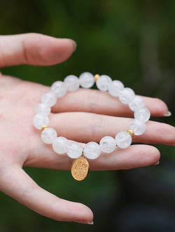 Zen White Azeztulite Bracelet - "Stone of Awakening" Metal Element for Clarity & Balance