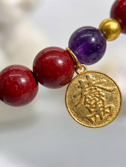 "Infinite Flame" Cinnabar & Charoite Beaded Bracelet | Fire Element