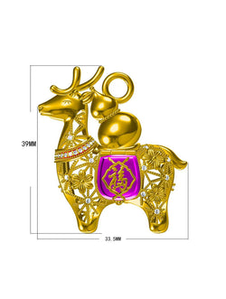 "Sacred Deer" Openable Filigree Pendant | 24K Gold-Plated | Agarwood Diffuser