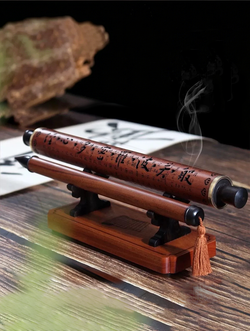 Zen Calligraphy Pen & Scroll Incense Burner Gift Set | 10g Agarwood Sticks
