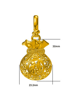 "Zen Aura" 24K Gold Filigree Blessing Bag Pendant | Openable | Agarwood Diffuser