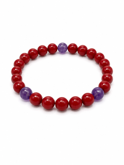 Natural Amethyst & Cinnabar Bracelet | Fire Element | Zen Jewelry