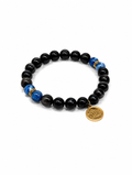 "Deep Clarity" Silver Obsidian & Kyanite Bracelet | Water Element