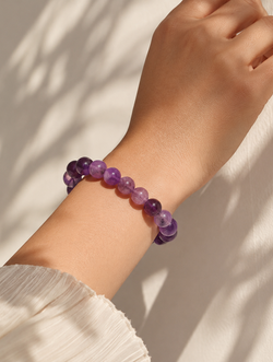 Natural Amethyst Bead Bracelet – 10mm