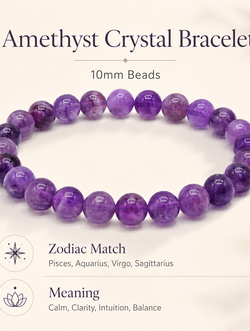 Natural Amethyst Bead Bracelet – 10mm