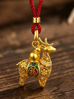 "Sacred Deer" Openable Filigree Pendant | 24K Gold-Plated | Agarwood Diffuser