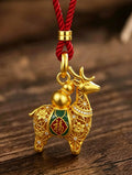 "Sacred Deer" Openable Filigree Pendant | 24K Gold-Plated | Agarwood Diffuser