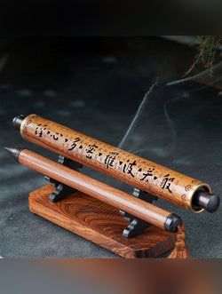 Zen Calligraphy Pen & Scroll Incense Burner Gift Set | 10g Agarwood Sticks