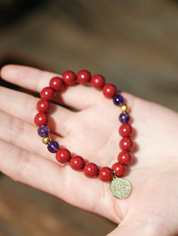 "Infinite Flame" Cinnabar & Charoite Beaded Bracelet | Fire Element