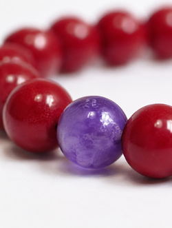 Natural Amethyst & Cinnabar Bracelet | Fire Element | Zen Jewelry