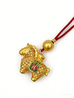 "Victory Gallop" Openable Filigree Horse Pendant | 24K Gold Plated Copper | Career Success Amulet