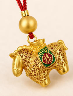 "Victory Gallop" 24K Gold Filigree Horse Pendant | Openable | Agarwood Diffuser