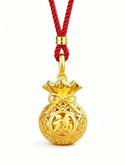 "Zen Aura" Openable Filigree Blessing Bag Pendant | 24K Gold Plated Copper | For Natural Agarwood Beads