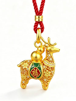 "Sacred Deer" Openable Filigree Pendant | 24K Gold-Plated | Agarwood Diffuser