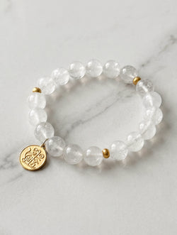 White Azeztulite Beaded Bracelet | Metal Element | Clarity & Calm