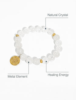 White Azeztulite Beaded Bracelet | Metal Element | Clarity & Calm