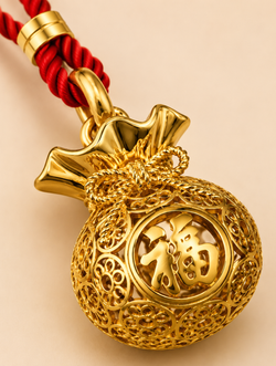 "Zen Aura" 24K Gold Filigree Blessing Bag Pendant | Openable | Agarwood Diffuser