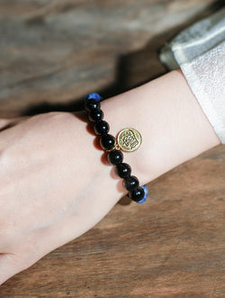 "Deep Clarity" Silver Obsidian & Kyanite Bracelet | Water Element