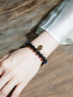 "Deep Clarity" Silver Obsidian & Kyanite Bracelet | Water Element