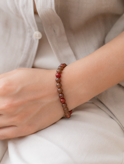 Smoky Quartz & Red Agate Bracelet | Earth Element | Grounding & Balance