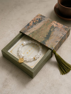 White Azeztulite Beaded Bracelet | Metal Element | Clarity & Calm