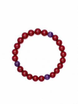 Natural Amethyst & Cinnabar Bracelet | Fire Element | Zen Jewelry