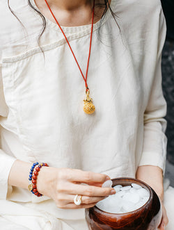 "Zen Aura" Openable Filigree Blessing Bag Pendant | 24K Gold Plated Copper | For Natural Agarwood Beads