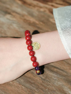 "Infinite Flame" Cinnabar & Charoite Beaded Bracelet | Fire Element