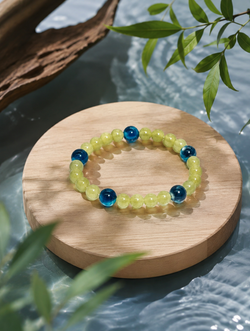 "Verdant Breeze" Prehnite & Blue Fluorite Bracelet | Wood Element
