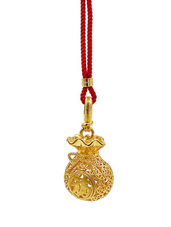 "Zen Aura" Openable Filigree Blessing Bag Pendant | 24K Gold Plated Copper | For Natural Agarwood Beads