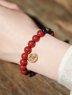 "Infinite Flame" Cinnabar & Charoite Beaded Bracelet | Fire Element