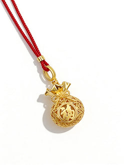 "Zen Aura" Openable Filigree Blessing Bag Pendant | 24K Gold Plated Copper | For Natural Agarwood Beads