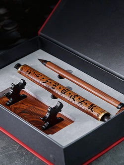 Zen Aesthetic Calligraphy Pen & Scroll Incense Burner Set | Agarwood Incense Holder with 10g Natural Incense Sticks