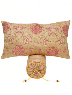 "Zen Rest" Premium Agarwood Infused Cervical Pillow Set | Authentic Silk Brocade