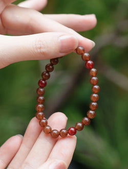 The Earth Collection | Natural Smoky Quartz & Red Agate Bracelet - Grounding & Balance