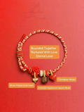 "Eternal Union" Agarwood & Cinnabar Red Cord Bracelet | Heart Charms